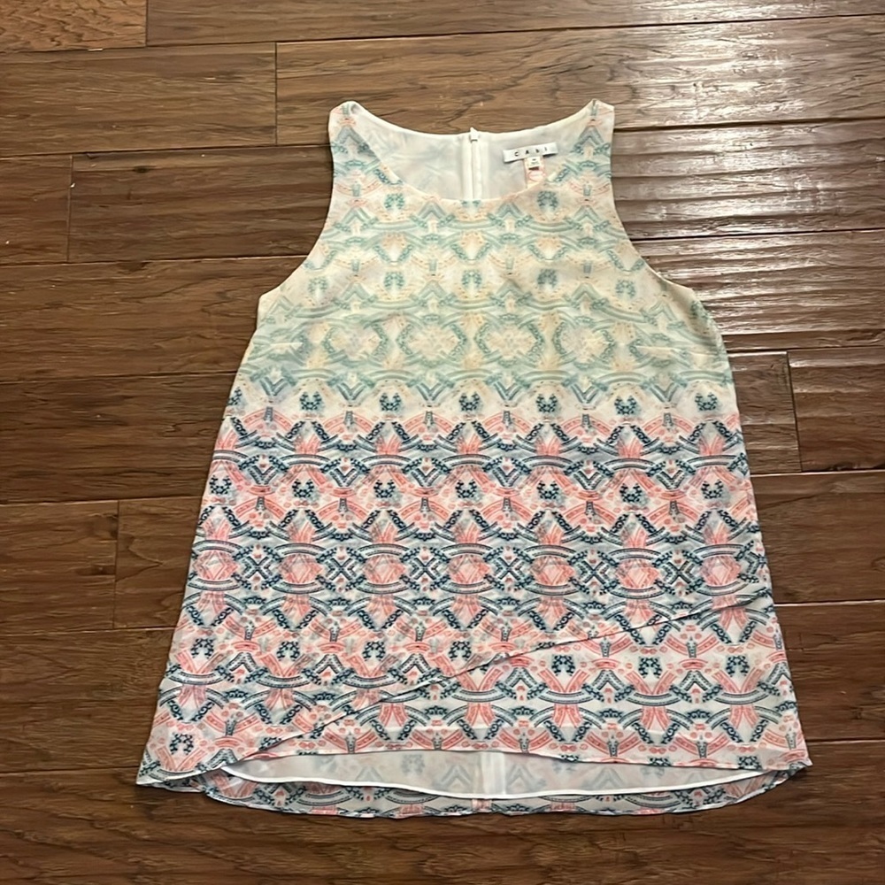 CAbi Heart of CAbi Size M Layered Mosaic Print Lined Sleeveless Tunic